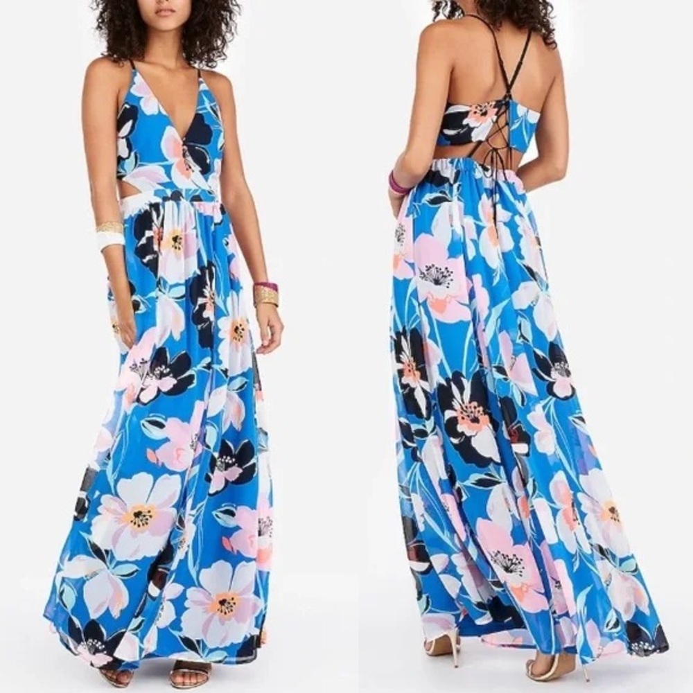 Express Strappy Cut Out Floral Dress